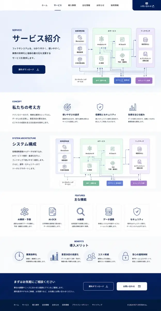サービス紹介ページの構成設計 のビジュアル参考イメージ